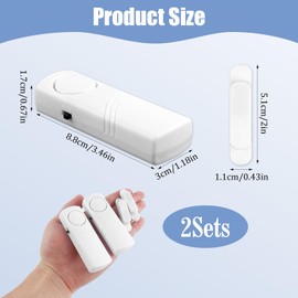 Wireless Door Window Alarm Sensors - 2 Pack DIY Security Kit - 90dB Loud Burglar Bell for Home, Office, Garage & Sheds Protection