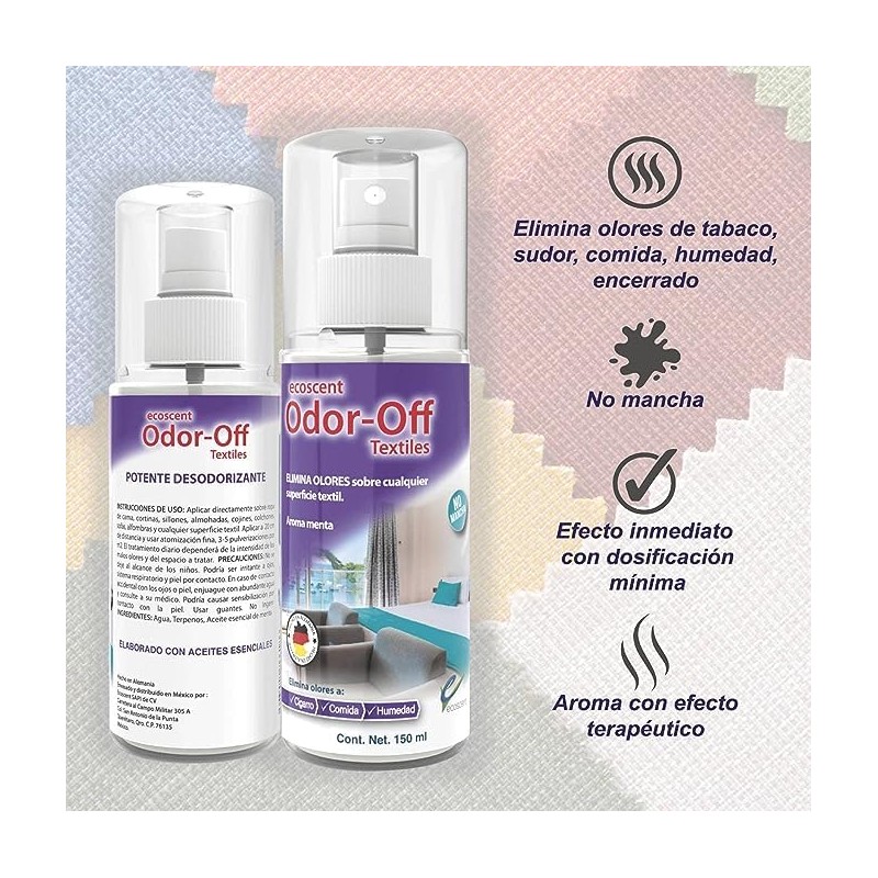 Odor Off Textiles, Eliminador de Olores Extra concentrado, con aceite