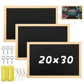 WPPQWP Pack of 3 Chalkboards A4 (with Wooden Frame) and 2 Sponge, Slate Board for Labelling, Small, Hanging Chalkboards, Children, for Children, Restaurants, Schools, Parties