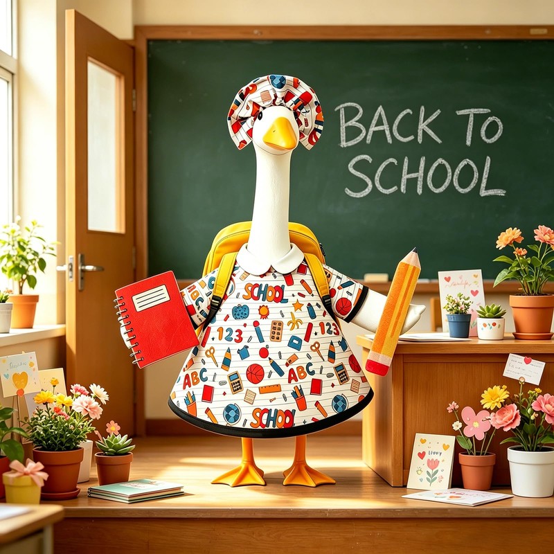 Back to School Porch Goose Outfits Fits 23 inch Cement/Plastic