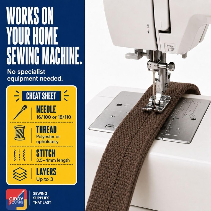 2 Metres Dark Brown Cotton Webbing, Heavy Duty 25mm Wide