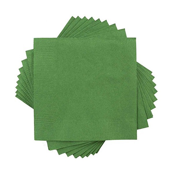 JAM Paper Small Beverage Napkins - 5" x 5" - Green - 50/Pack
