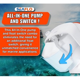 SEAFLO - Bomba de sentina sumergible automática serie 06 – 1100 GPH, 12 V, salida de 1-8 pulgadas, bomba todo en uno e interruptor de flotador, colador a presión, bomba de sentina compacta para barco