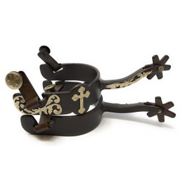 AJ Tack Men's Antique Brown Cross Offset Spurs