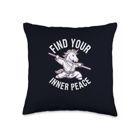Kung Fu Unicorn Find Your Inner Peace Zen Martial Arts Throw Pillow