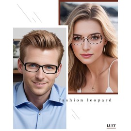 LUFF 4 pack Reading Glasses Spring Hinge Computer Readers for Women Men Fashion Rectangle Leopard Eyeglasses (2.50)