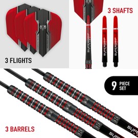 Harrows Wolfram Infinity 23g Steel Tip Dart Set – 97% Tungsten, 3 Supergrip Fusion Shafts, 3 Prime Flights, 3 Extra Ringed Laser Cut Points (23)