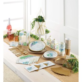 Creative Converting Geometric Succulents Favor Boxes, 3" x 6", Gray, White and Gold