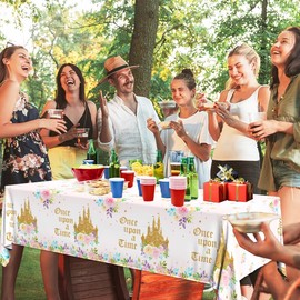 Dydamud - 3 manteles de princesa para fiesta de cumpleaños, decoración de cumpleaños, decoración de plástico para fiesta de castillo de princesa, fiesta de cumpleaños, baby shower