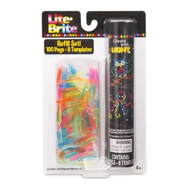 Lite-Brite Peg and Template Refill Pack, Light Up Drawing Board Accessories, LED Pegs with Colors, Toys for Creative Play, Light Toys for Kids Aged 4 +