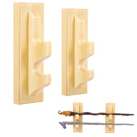 Wall Mount Wizard Wand Display Magic Wands Stand Wooden Holder 2 Tier Natural