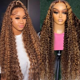 zamsta 32 Inch Honey Blonde Wig Human Hair 13X6 Body Wave HD Lace Front Wigs Human Hair Pre Plucked 180% Density Glueless Blonde Body Wave Wig Human Hair #27 Colored Human Hair Wigs for Women