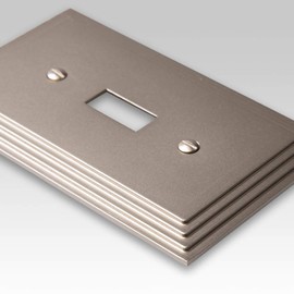 Amerelle Steps Single Toggle/Single Duplex Cast Metal Wallplate in Satin Nickel