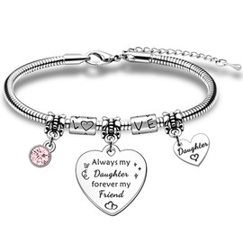 JETTOP Daughter Gifts from Mum Dad Daughter Bracelet Gifts for Daughter Birthday Christmas Always My Daughter Forever My Friend