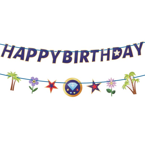 SAVITA Cartoon Happy Birthday Banner, Pre-Strung Game Theme Party Decorations