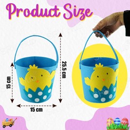 2Pcs Easter Surprise Eggs Buckets for Child | Reusable Easter Surprise Eggs Handled Felt Basket | Easter Eggs Hunt Tote for Treats Gift, Size-28cm