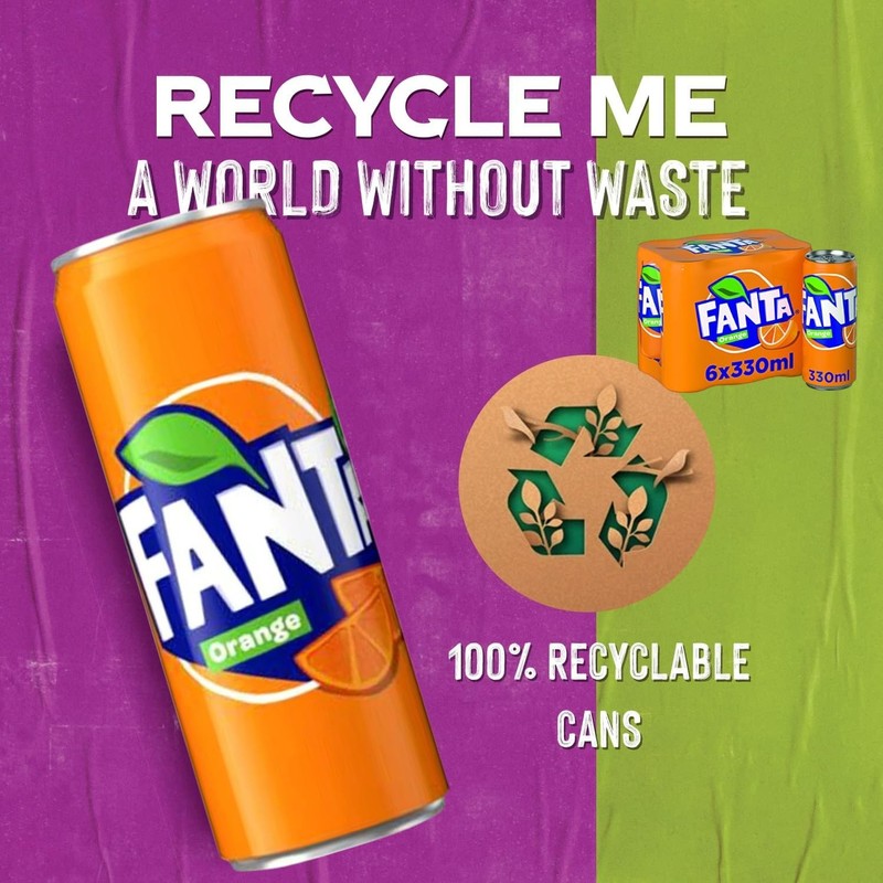 Original European FANTA Orange Flavor Soda Soft Drink- 6pack 330ml/each