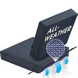 SUNROX All-Weather DryFast Foam Outdoor Patio Furniture Cushions, FadeShield Water Resistant Deep Seat Cushion with DryMesh Drainage, Durable Low Maintenance Couch Cushion, 24"x24"x4" Heather Indigo