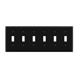 ENERLITES Six Gang Light Switch Wall Plate, Toggle Switch Plate, 6-Gang Standard Size 4.50" x 11.81", Unbreakable Polycarbonate Thermoplastic, 8816-BK, Black