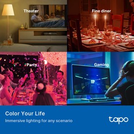 Tapo Tapo TP-Link Smart Light Bulbs, 16M Colors RGBW, Dimmable, Alexa Frustration-Free Setup, A19, 60W Equivalent, 800LM CRI>90, 2.4GHz WiFi only L531E