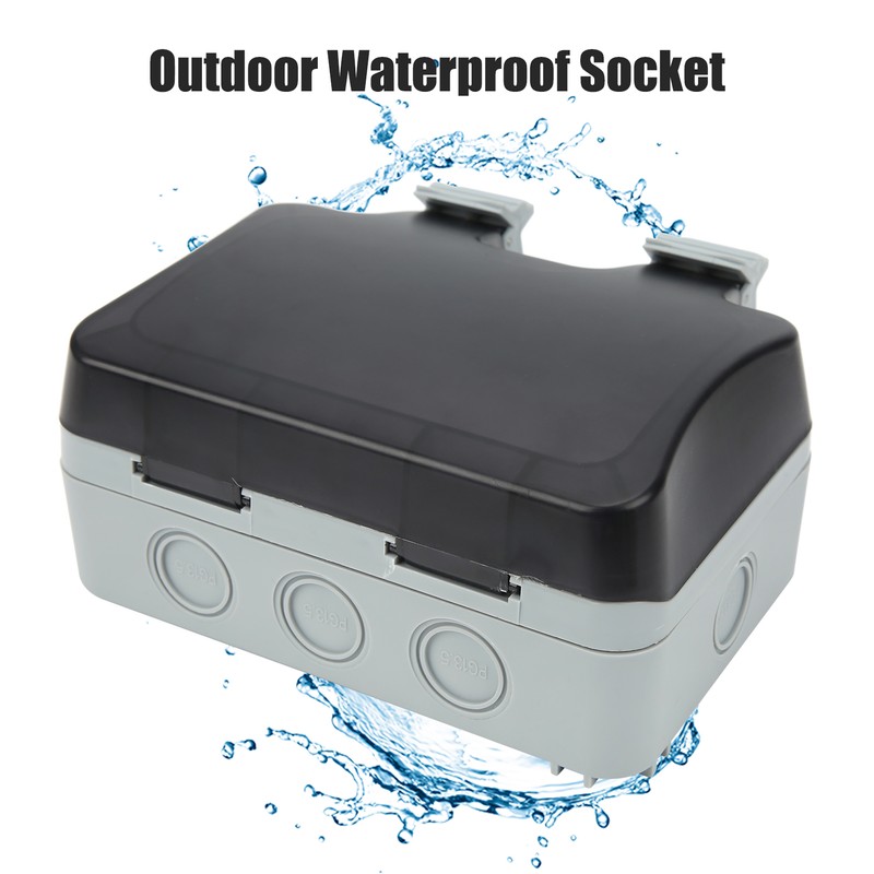 Outdoor Wall Power Socket with 2 3-Hole Socket 2 Switch