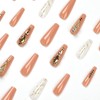 24pcs Long Coffin False Nails Nude Pink Stick on Nails