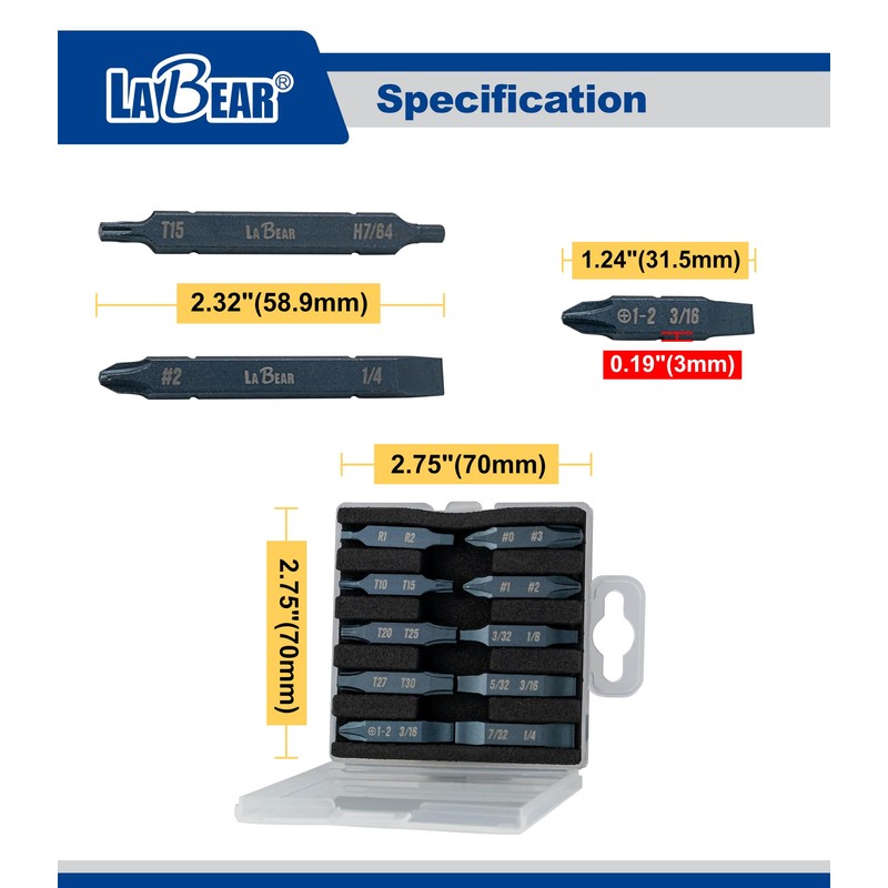 LABEAR - 3pcs Double-Ended Screwdriver Bit for Leatherman Multitool Accessories,