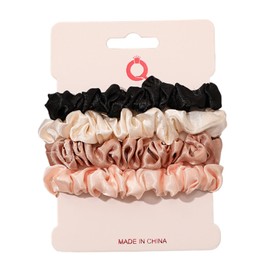 Silk Hair Rubber Set of 3 Hair Clips, Silk Hair Tie, 100% Silk Hair Elastic, Stylish, Scrunchy, Women's, Ladies, Gift, Adult Cute, Bulk Hair (Colorful B)