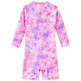 UMELOK Baby Girl Rashguard Swimsuit Infant Rash Guard Swimwear UPF 50+ Sun Protection Bathing Suit Sunsuit Pink, Tie Dye-6-9M