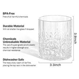 CHLJAR 14oz Plastic Drinking Water Tumblers, Unbreakable BPA-Free Shatterproof Outdoor Highball Drinkware (Set of 8), Reusable Clear Plastic Cups, Dishwasher-Safe