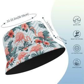 Fishing Hat Fashionable Summer Hat Reversible Design Pink Bird Fashionable Summer Bucket Hat Fishing Hat for Men and Women, Tropical Flamingo, M