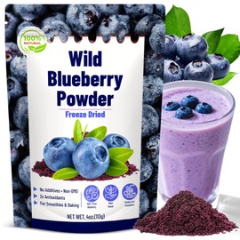 Freeze Dried Wild Blueberry Powder – 4 oz Blueberry Extract Supplement for Yogurt, 100% Pure No Additives, No Sugar 10:1 Fruit Powder for Smoothies, Baking, Dessert, Food Coloring, Energy Drink Powder