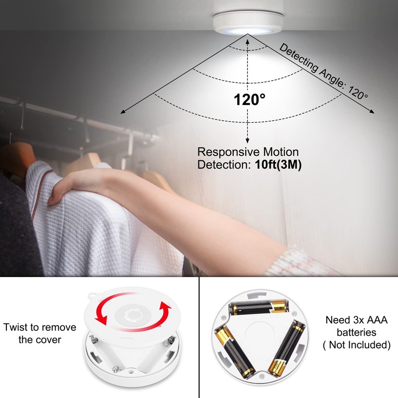 Mlambert 4 Pack Motion Sensor LED Night Light, Cordless Battery-Powered