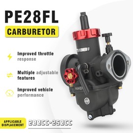 nibbi NIBBI 28mm Carburetor with CNC 48mm Air Filter kit,PE28FL Carburetor fit for 230cc Dirt Bike,Perfect for SSR250 Apollo250 Xpro250