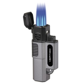 Vertigo Hornet Quad 4 Torch Flame Single Action Cigar Lighter Silver