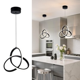 MAYNA Modern Spiral Led Pendant Light, 4000K Natural White Pendant Light Kitchen Island, 18W Adjustable Height Island Light Fixture for Kitchen Bedroom Kitchen Island Cafe, 1 Pack (Black)
