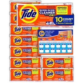 Washing Machine Cleaner by Tide, Washer Machine Cleaner with Oxi for Front and Top Loader Washer Machines, Deep Cleaning Residue & Odor Eliminator, 10 Month Supply + Calendar