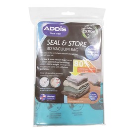 Addis Home Vacuum Storage Bag with 100% air-Tight Static Seal & Store Extra Large 3D Cube Design, Clear, 75 x 25 x 45cm