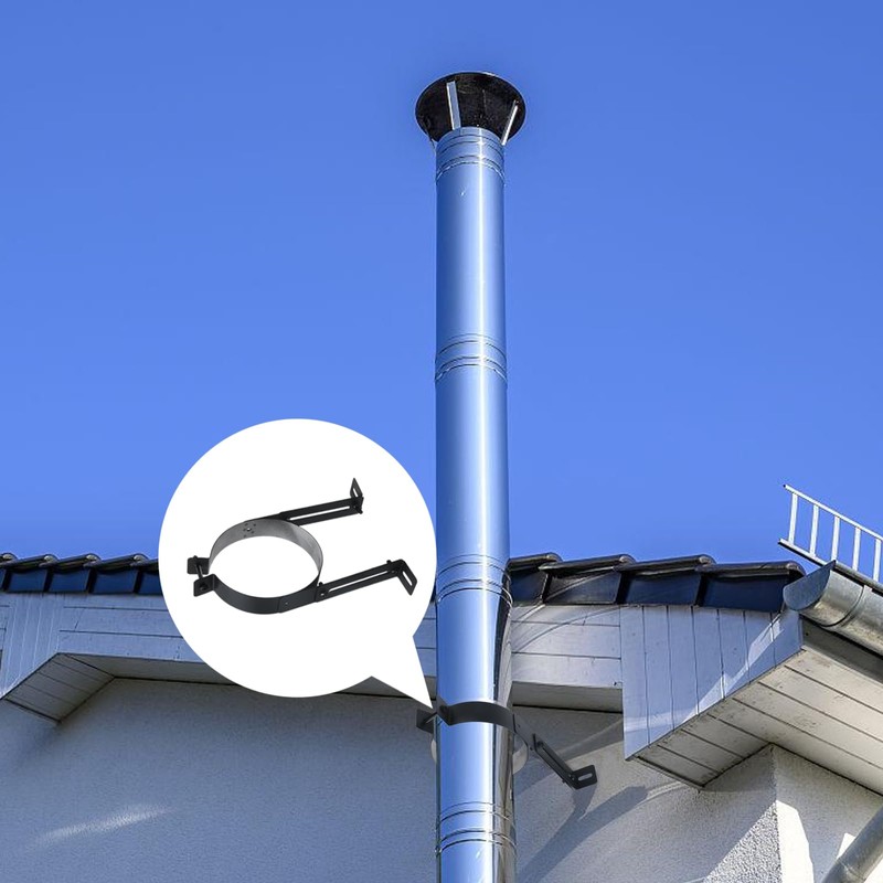 Antrader Chimney Pipe Support Bracket,Chimney Bracket 125mm/4.92 inch Diameter,Stainless Steel,1Pcs