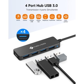 NOVOO USB Hub, 5 in 1 USB Hub USB 3.0 Ultra Thin and 5Gbps Fast Transfer USB to USB Adapter for MacBook Pro/Air, Mac Pro/Mini, Notebook PC, Discs