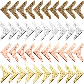 Zhengmy 80 Pieces Book Corner Protector Metal Photo Corners Vintage Album Corners for Crafting Scrapbooking Photo Angle Book Cover Menus
