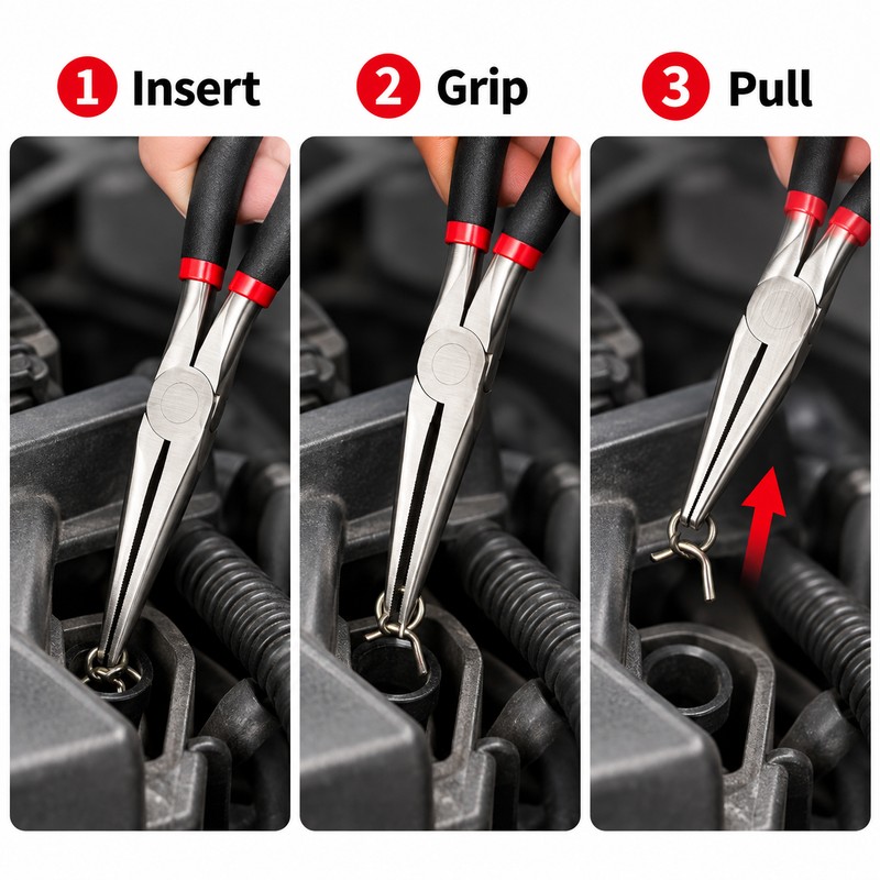 11-Inch Long Nose Pliers – Bent Handle Tool with 5