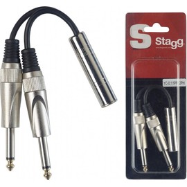 Stagg 16121 1 x Female Stereo Jack/2 x Male Mono Jack Splitter Adapter Y-Cable - Black