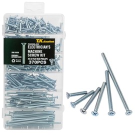 T.K.Excellent - Kit de tornillos para máquina de electricista Phillips #6-32, 370 tornillos surtidos, tornillos para placa de pared, tornillos de salida