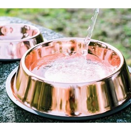 Copper Pet Water Bowl for Dogs or Cats I Non-Skid Rubber Base | Non-Spill Design | Non-Toxic | (Small - 450mL)