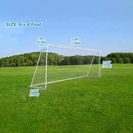 Soccer Goal Nets, Football Net Sports Replacement Post Net for 6' x 4', 8' x 6', 12' x 6't, 24' x 8' Soccer Goals - Not Include Posts (6 x 4 Foot)