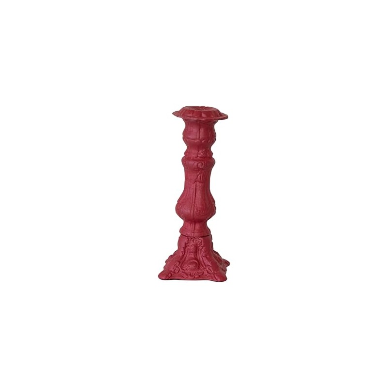 Creative Co-Op Embossed Cast Aluminum Taper Candleholder, Red