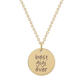 Love Georgie Best Gigi Ever Necklace, Mother's Day Gift for Gigi, Birthday Present for Gigi, Gigi Jewelry, Available in Silver, Gold, and Rose Gold (Gold)