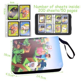 Minnecraft Trading Card Albums, Minnecraft Trading Card Binder Card Collection Binder Trading Card Album Compatible Pocket Zipper Trading Card Book for Game Card Collection