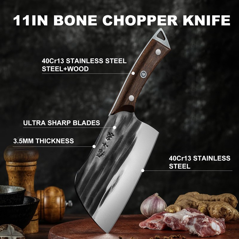 ZHANG XIAO QUAN SINCE 1628 Heavy Duty Butcher Knife, 40Cr13